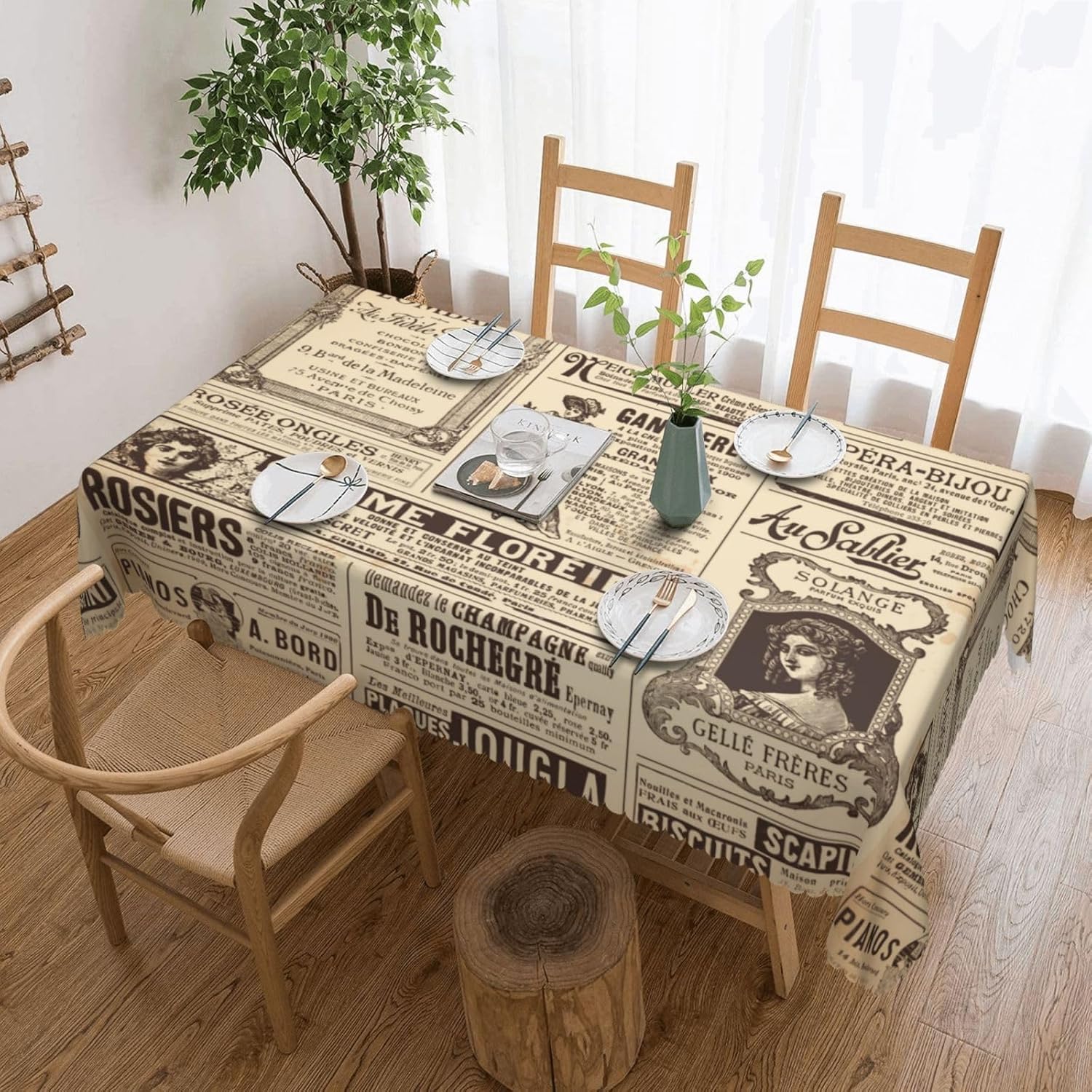 Nappe vintage motif journal pa - Home Textiles News avis et prix