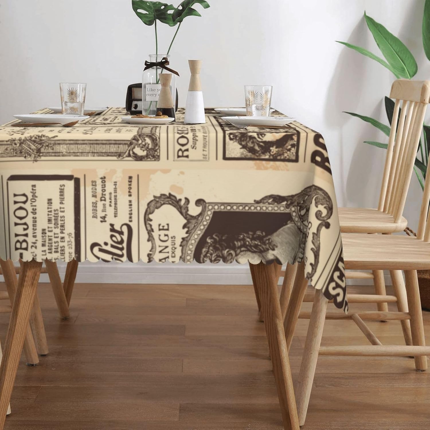 Nappe vintage motif journal pa - Home Textiles News avis et prix